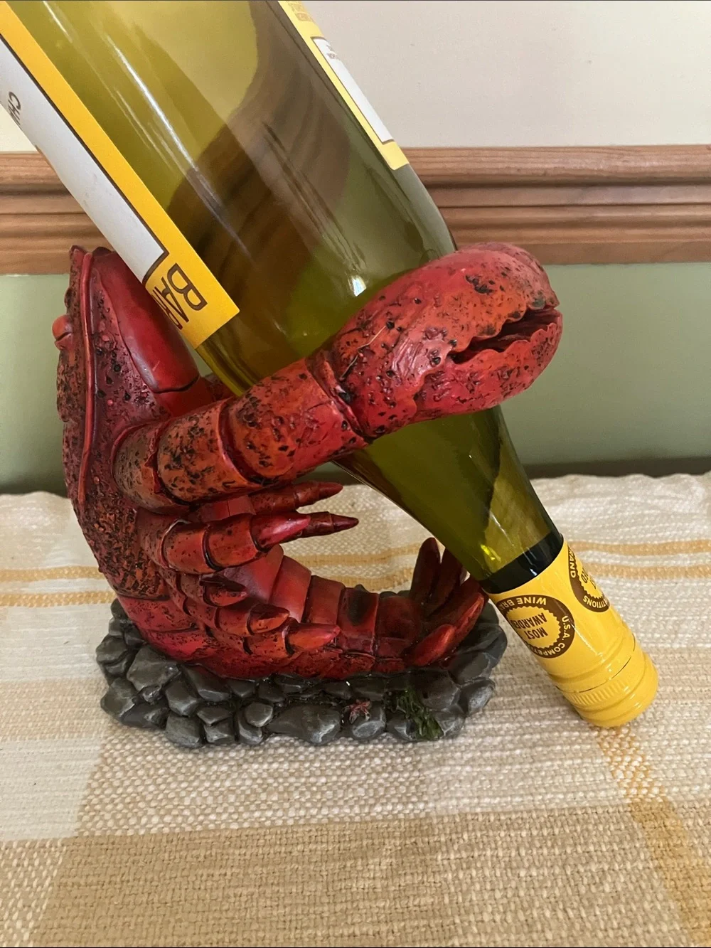 Lobster shaped wine bottle holder coastal dining decor unique